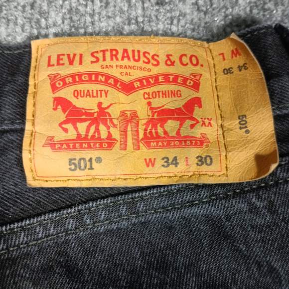 Levi’s 501 jeans men size 34 x 30 black rigid original fit button fly - Picture 10 of 11